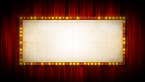Broadway Cinema Background With Marquee Sign And Red Curtains Stock Footage