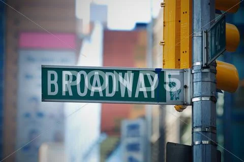 Broadway road sign in manhattan new york city Stock Photos