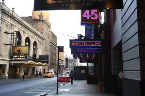  Broadway Shows remain empty after Governor Andrew Cuomo declares a state ... Stock Photos