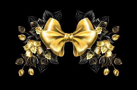 Brocade orchid bow Stock Illustration