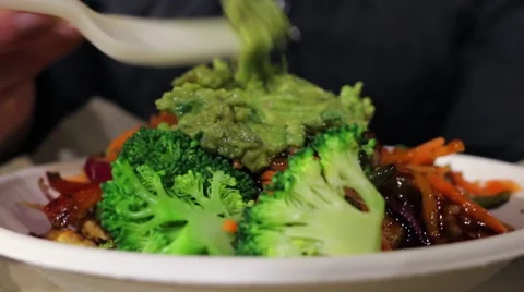Broccoli and Avocado Vegetable Salad Stock Footage 58997367