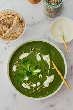 Broccoli and spinach soup Stock Photos