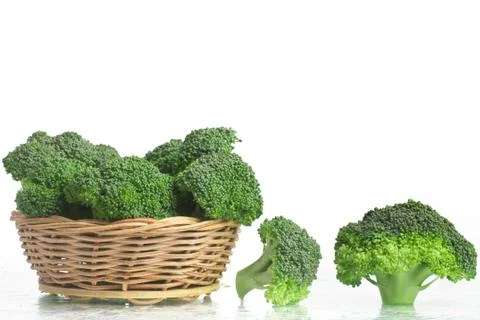 Broccoli into a basket Stock Photos