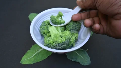 Broccoli on black background. Stock Footage 263184955