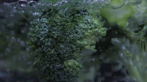 Broccoli on boiling water pot slow motion 4k Stock Footage 149659171