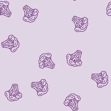 Broccoli cabbage line seamless pattern Stock Illustration