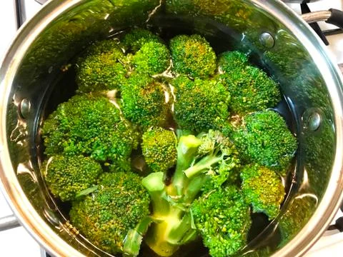 Broccoli cabbage in the pan. Stock Photos