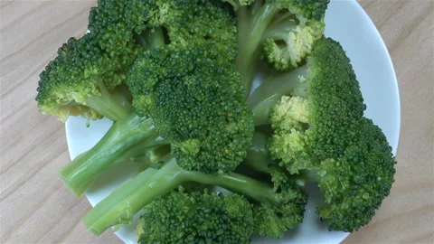 Broccoli cabbage on a plate Stock Footage 142003235