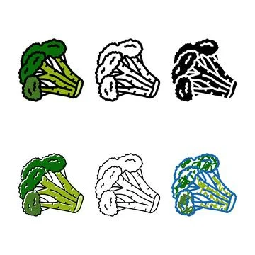 Broccoli cabbage styles color icon vector Stock Illustration
