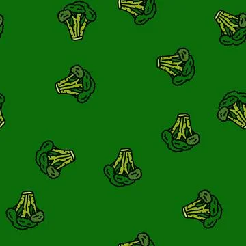 Broccoli cabbage vector seamless pattern Illustrazione stock