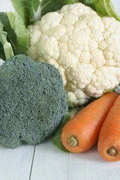 Broccoli carrots and cauliflower Stock Photos