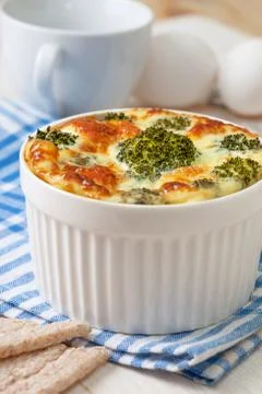 Broccoli casserole with eggs Stock Photos