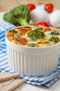 Broccoli casserole with eggs Stock Photos