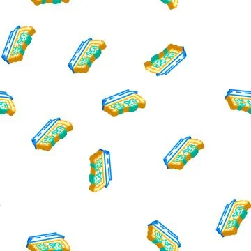 Broccoli casserole isometric icon seamless pattern Stock Illustration