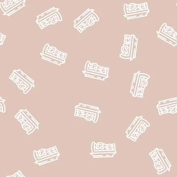 Broccoli casserole line vector seamless pattern Stock Illustration