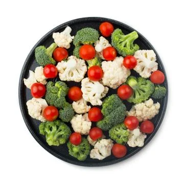 Broccoli, cauliflower and cherry tomatoes Stock Photos