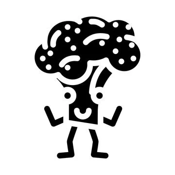 Broccoli character glyph icon vector illustration Stock Illustration