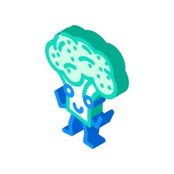 Broccoli character isometric icon vector illustration Stock Illustration
