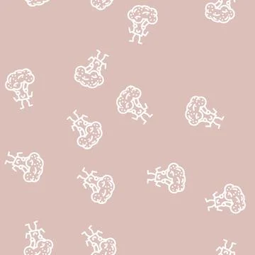 Broccoli character line vector seamless pattern Stock Illustration