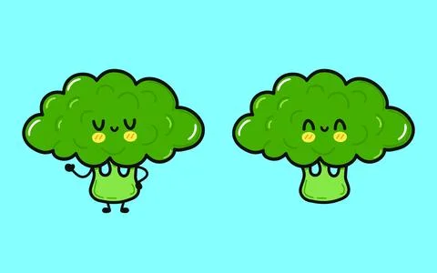 Broccoli character. Vector hand drawn cartoon kawaii character illustration.. Stock Illustration