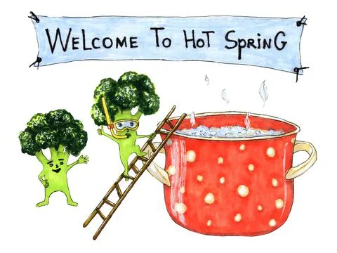 Broccoli characters comic clip art Stock Photos