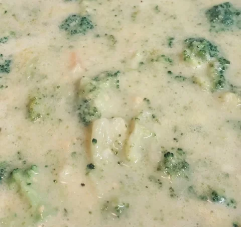 Broccoli Cheddar Soup Close Up Stock Footage 163787416