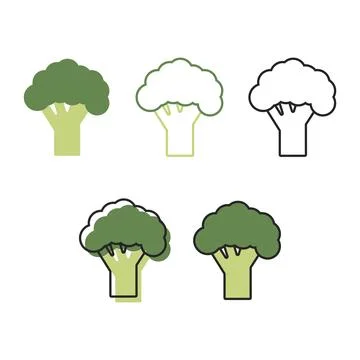 Broccoli color icon in the flat style Stock Illustration