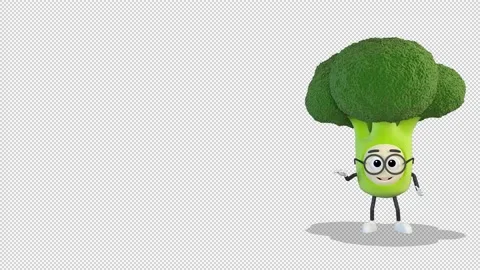 Broccoli comes out from the right side of the screen and greeting 库存影片 167911434