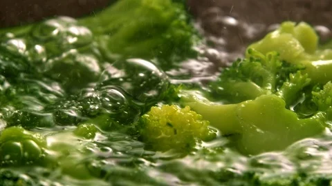 Broccoli is cooked in a pan Stock Footage 113082692