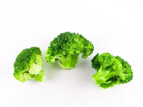 Broccoli is cooked on white background isolate, .Steamed broccoli, Vegetables Stock Photos