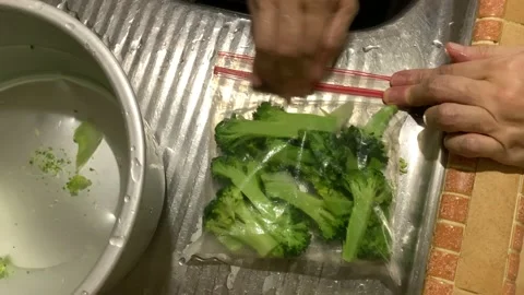 Broccoli Cooled and Kept in ziplock bag Vídeo Stock 132092998