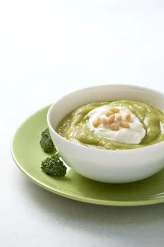 Broccoli cream soup Stock Photos