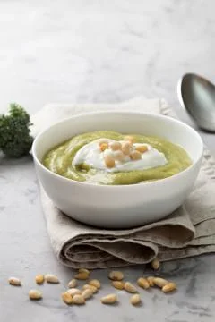 Broccoli cream soup Stock Photos