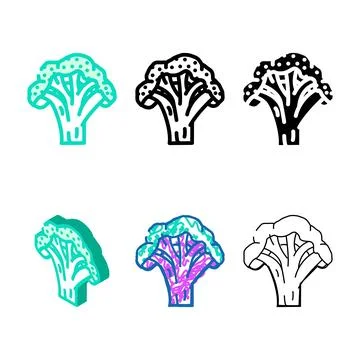 Broccoli cut color stylized icon vector Stock Illustration