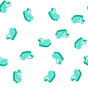 Broccoli cut isometric icon seamless pattern Stock Illustration