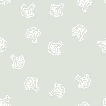 Broccoli cut line vector seamless pattern Stock Illustration