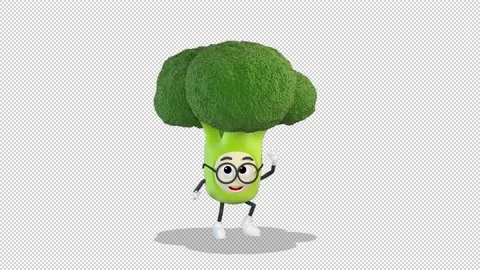 Broccoli dancing a funny dance around him 库存影片 167911578