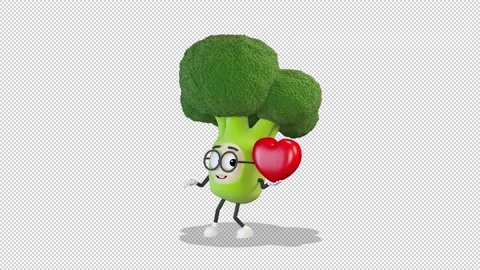 Broccoli dancing with a heart 库存影片 167911571