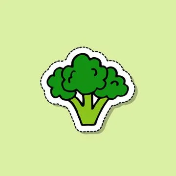 Broccoli doodle icon, vector sticker illustration Stock Illustration