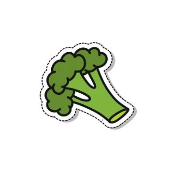 Broccoli doodle icon, vector sticker illustration Stock Illustration
