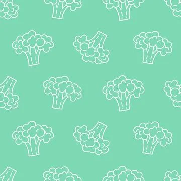 Broccoli Doodle Icons Seamless Pattern Background Illustrazione stock