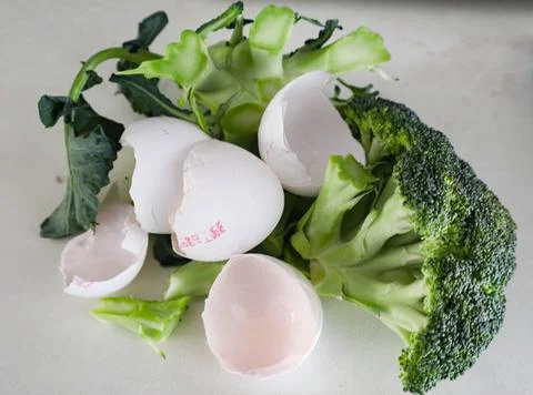 Broccoli with Egg, Broken Egg with Broccoli, Broccoli Egg Stock Photos