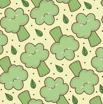 Broccoli faces pattern Stock Illustration
