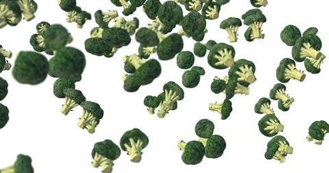 Broccoli falling slow motion Stock Footage 98763803