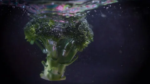 The broccoli falls into the water. Stock Footage 122979717