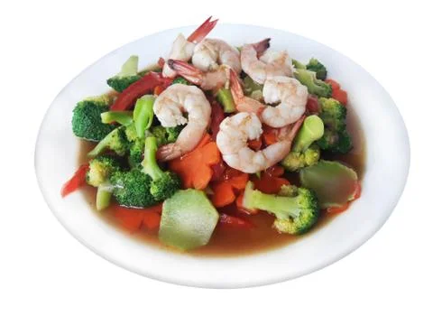Broccoli Fired with Shrimp Fotos Stock