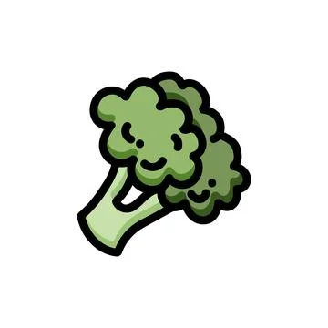 Broccoli flat outlined icon. Vector vegetable logo isolated on white backgrou Illustrazione stock