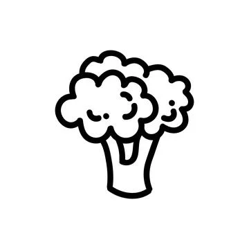 Broccoli flat outlined icon. Vector vegetable logo isolated on white backgrou Stock Illustration