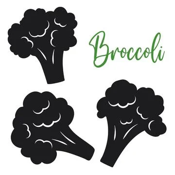 Broccoli florets silhouette set vector isolated illustration Stock Illustration