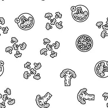 Broccoli food cabbage vegetable vector seamless pattern Illustrazione stock
